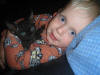 My son and a Black Smoke kitten